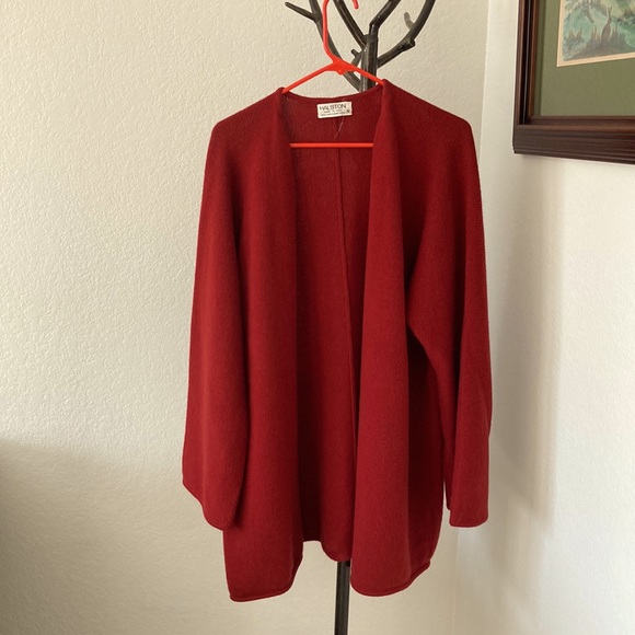 Halston Sweaters - Halston Cashmere Oversized Open Sweater Wine Color Size M